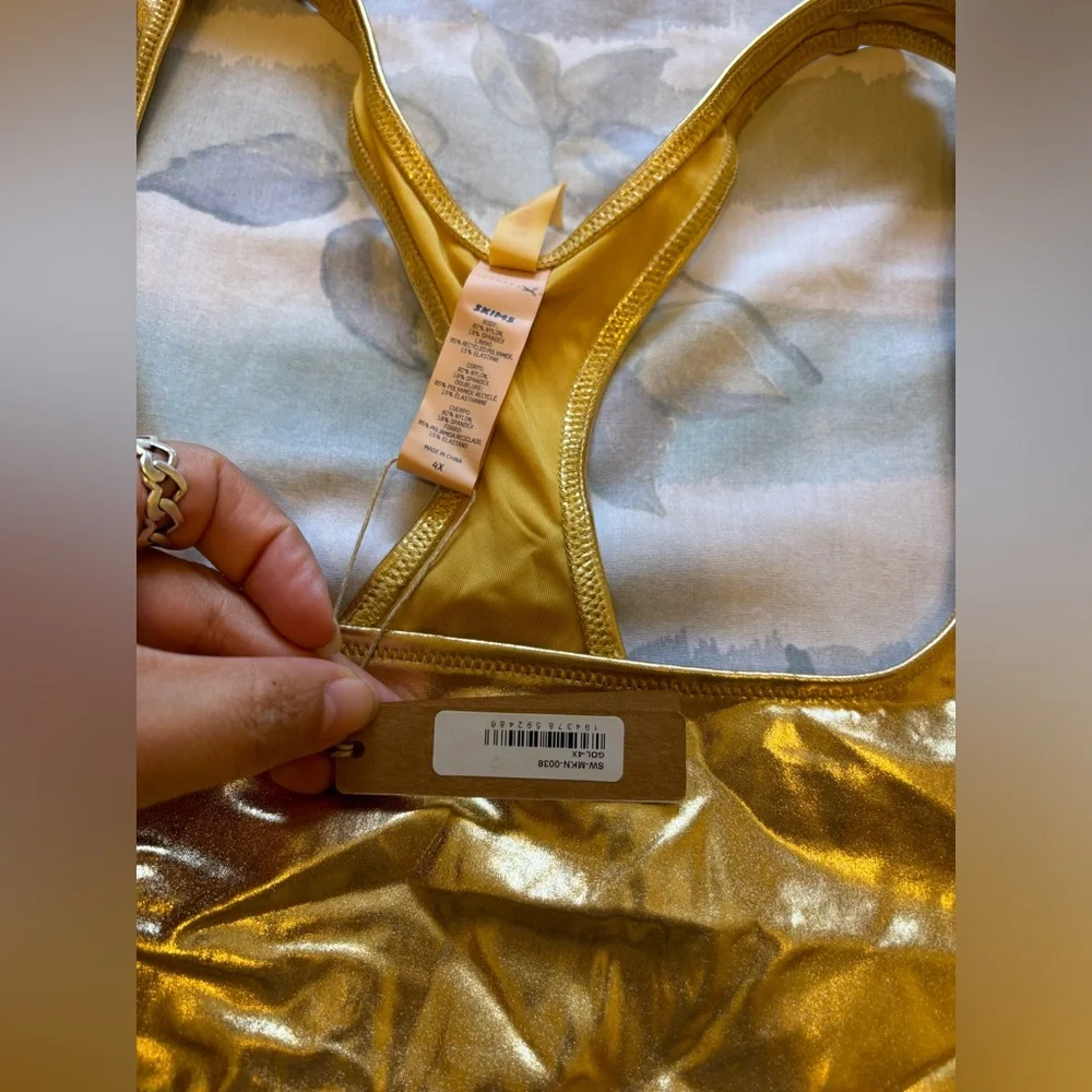 SKIMS Metallic Swim Cut Out Monokini NWT